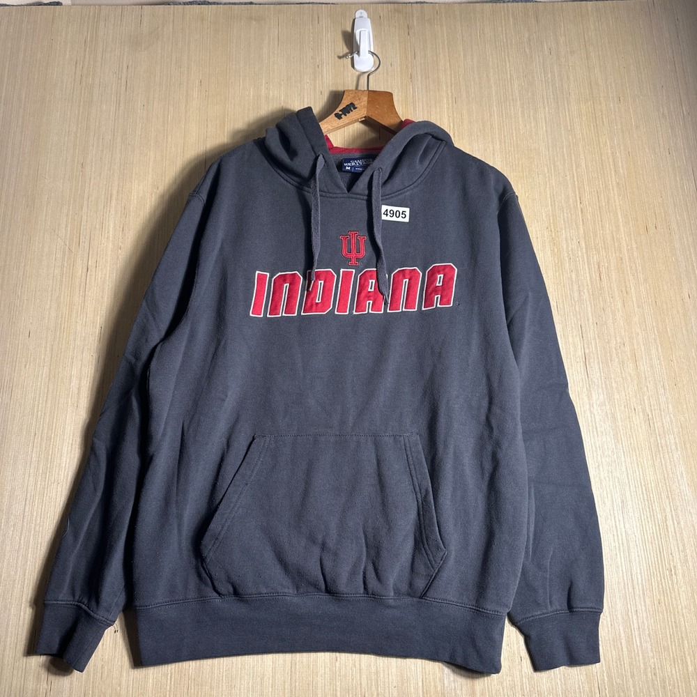 Vintage Indiana University Hoodie Mens Medium Gray Hoosiers Sweatshirt 90s